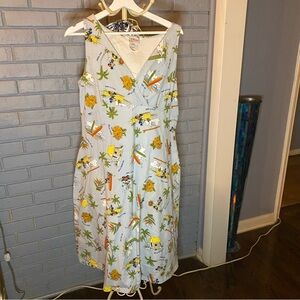 Disney Shopping Vintage Tiki Hawaiian Print Surplice Dress Mickey Minnie Size XL